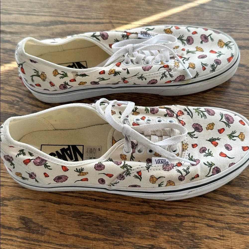 VANS Poppy Floral Cream Sneakers Size 9.5 - Picture 4 of 6